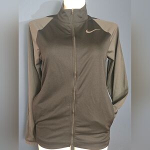 Nike Full Zip Dri Fit Track | Training Jacket Black Gray Women's Lg Lightweight